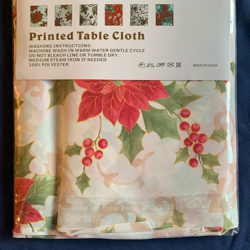 NIP Printed Christmas 60” X 90” Table Cloth
